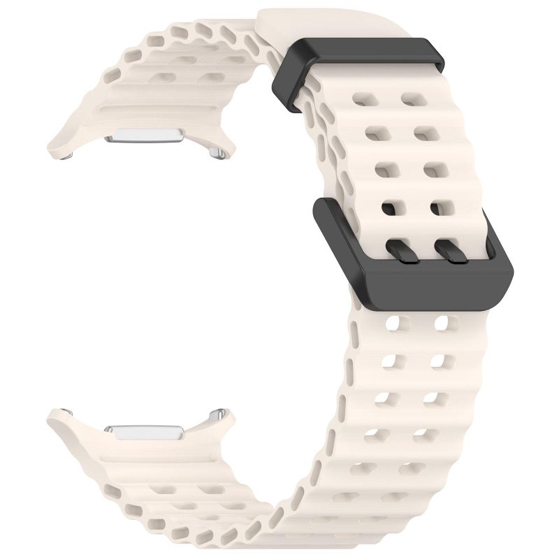 For Samsung Galaxy Watch Ultra 47Mm / Ultra 2025 Ocean Hole Dual Buckle Silicone Watch Band(Starlight) - Image 3
